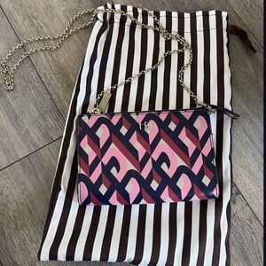 Stylish Pink and Black Patterned Clutch